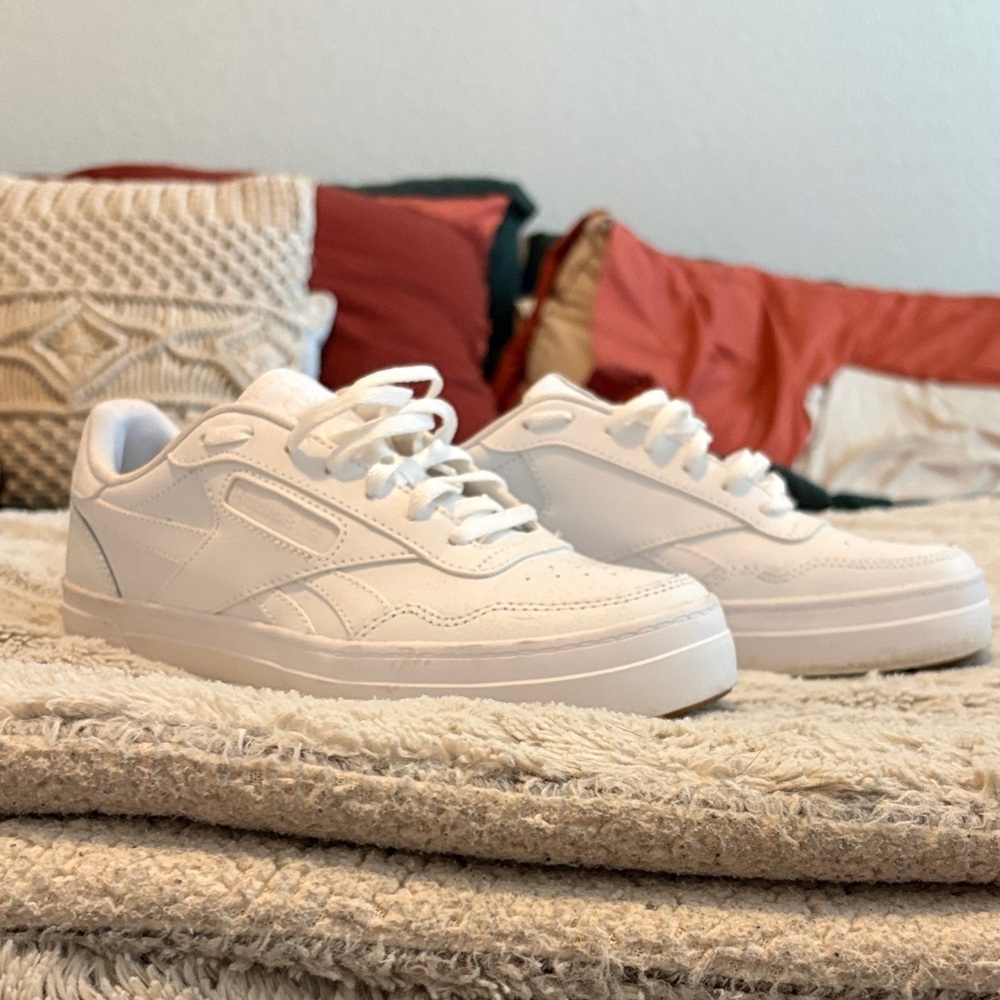 Reebok All-White Leather Sneakers